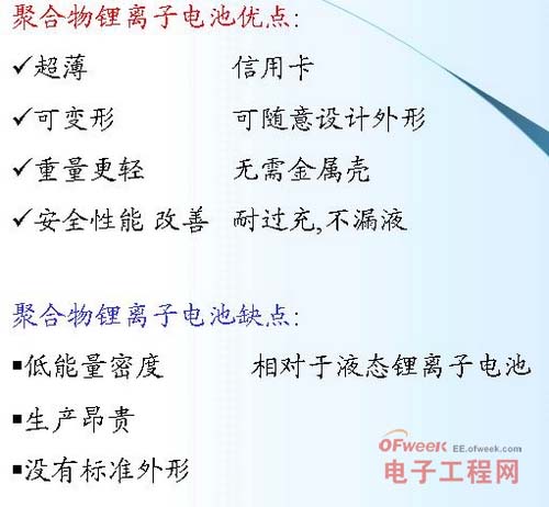 聚合物锂离子电池的优缺点